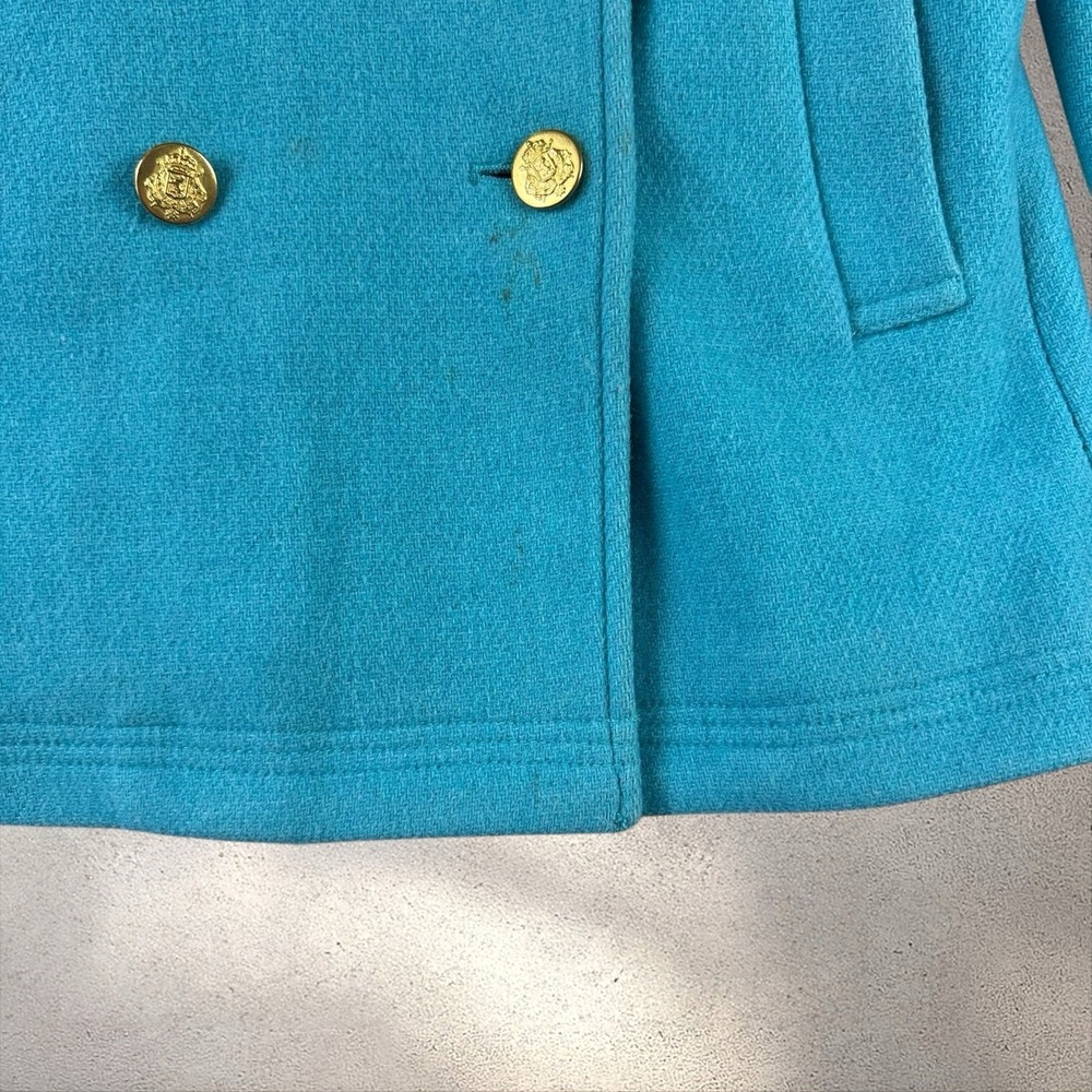 J. Crew Wool Stadium Cloth by Nello Gori Majesty‎ Peacoat Turquoise Aqua Sz 2 - Picture 2 of 7